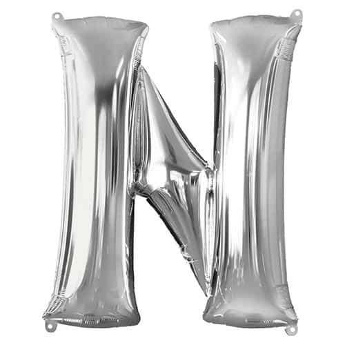 Silver Letter N Helium Foil Giant Balloon 81cm / 32 in Product Image