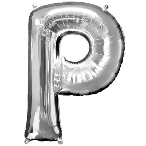 Silver Letter P Air Fill Foil Balloon 40cm / 16 in Bundle Product Image