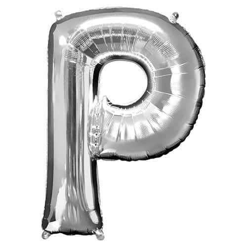 Silver Letter P Helium Foil Giant Balloon 81cm / 32 in Product Image