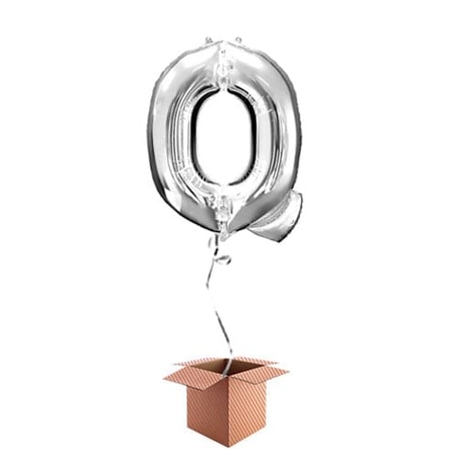 Silver Letter Q Helium Foil Giant Balloon - Inflated Balloon in a Box Product Gallery Image