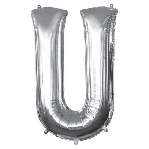 Silver Letter U Helium Foil Giant Balloon 83cm / 33 in Product Image