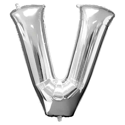 Silver Letter V Helium Foil Giant Balloon 81cm / 32 in Product Image