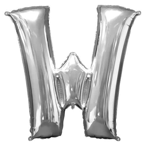 Silver Letter W Air Fill Foil Balloon 40cm / 16 in Bundle Product Image