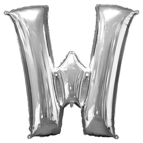 Silver Letter W Helium Foil Giant Balloon 83cm / 33 in Product Image