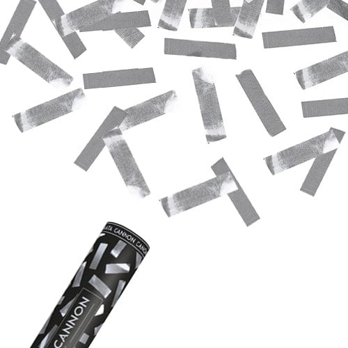 Silver Metallic Medium Confetti Cannon 40cm Product Gallery Image