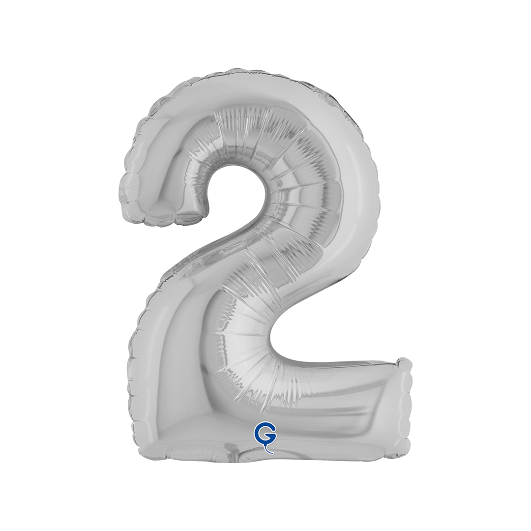 Silver Number 2 Mini Air Fill Foil Balloon 36cm / 14 in