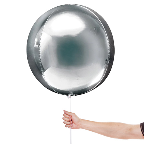 Silver Orbz Foil Helium Balloon 38cm / 15 in Product Gallery Image