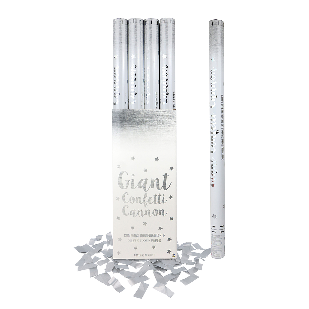 Silver Paper Biodegradable Extra Large Confetti Cannon 80cm