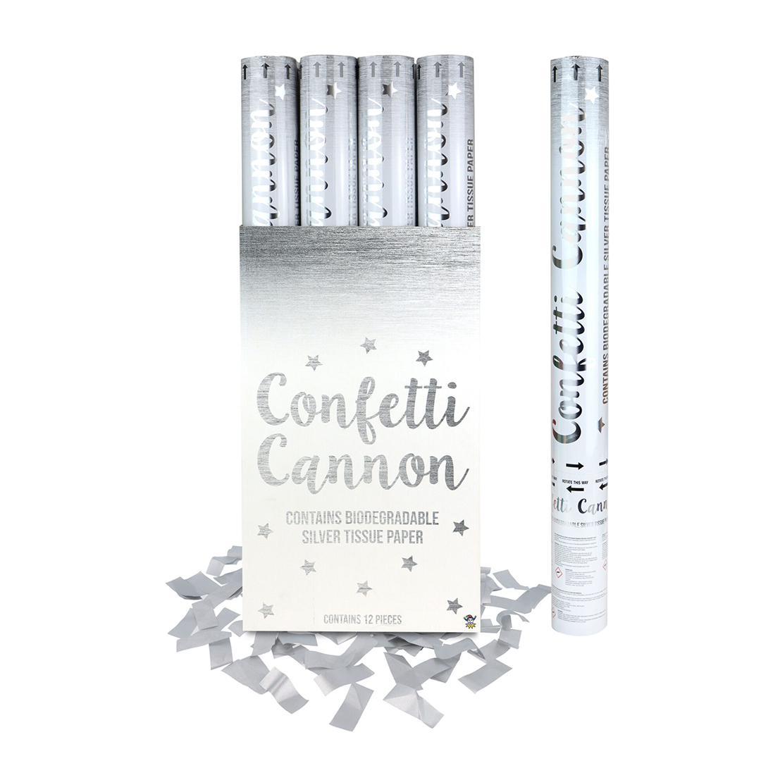 Silver Paper Biodegradable Large Confetti Cannon 50cm
