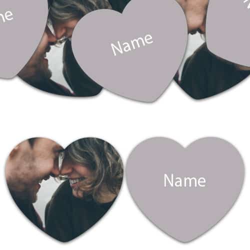 Silver Heart Shaped Personalised Confetti - Pack of 50