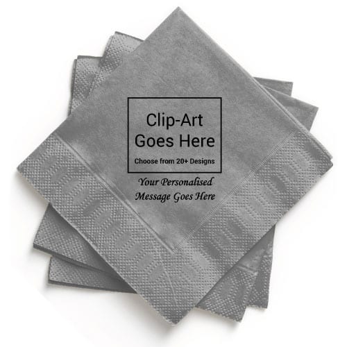 Silver Personalised Napkin - Pack of 50