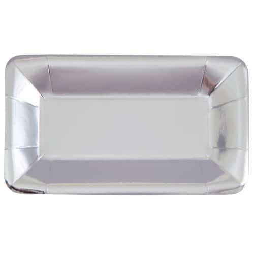Silver Foil Rectangular Appetizer Plate 23cm Pack of 8 Product Image