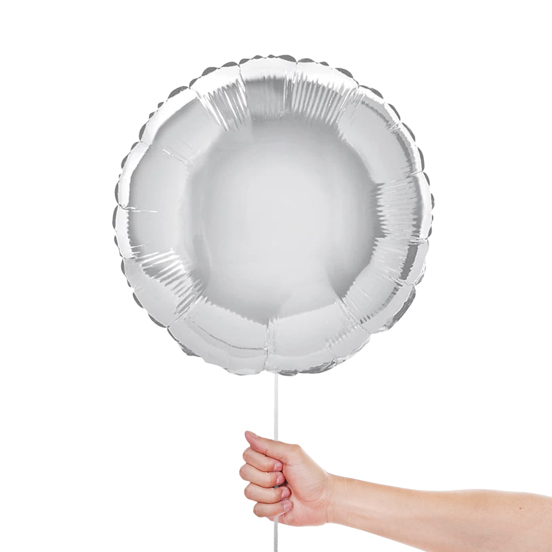 Silver Round Foil Helium Balloon 46cm / 18 in Product Gallery Image