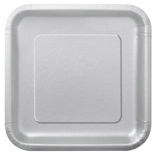 Silver Square Paper Plates 22cm - Pack of 14 Product Image