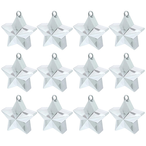 Silver Star Balloon Weights - Pack of 12 Product Gallery Image