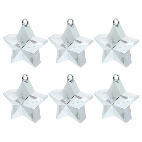 Silver Star Balloon Weights - Pack of 6 Product Gallery Image