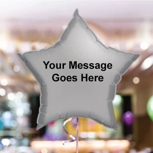 Personalised Silver Star Foil Balloon - Pack of 10