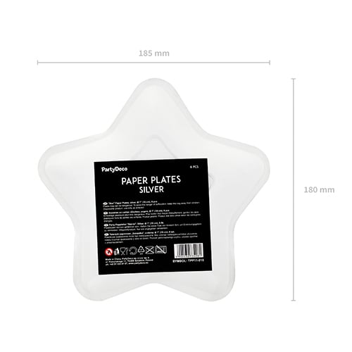 Metallic Silver Star Shape Foil Paper Plates 18cm - Pack of 6 Product Gallery Image