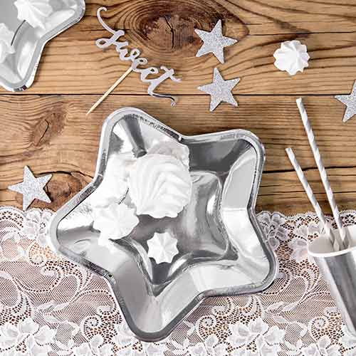 Metallic Silver Star Shape Foil Paper Plates 18cm - Pack of 6 Product Gallery Image