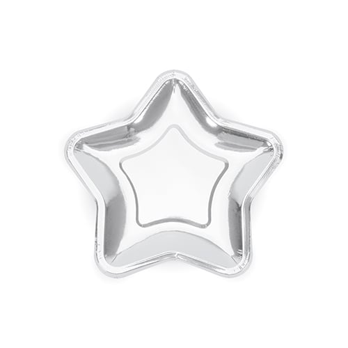 Metallic Silver Star Shape Foil Paper Plates 18cm - Pack of 6