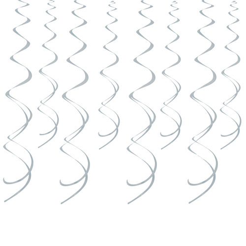 Metallic Silver Swirl Hanging Decorations - Pack of 8 Product Image