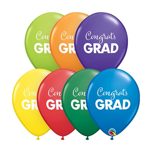 Simply Congrats Grad Assorted Latex Helium Qualatex Balloons 28cm / 11 in - Pack of 25 Product Gallery Image