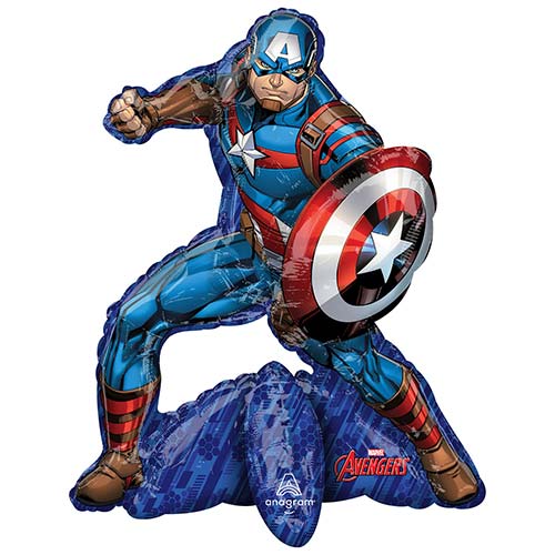 Sitting Avengers Captain America Air Fill Shaped Foil Balloon 66cm / 26 in Product Image