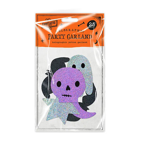 Skeleton & Ghosts Halloween Holographic Party Garland 2.5m Product Gallery Image