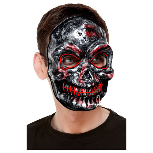 Skeleton Light Up Unisex Halloween Fancy Dress Face Mask Product Gallery Image