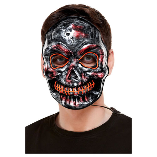 Skeleton Light Up Unisex Halloween Fancy Dress Face Mask Product Gallery Image