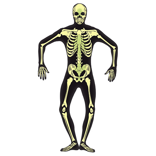 Skeleton Second Skin Glow In The Dark Fancy Dress Costume Unisex Adult Medium Product Gallery Image