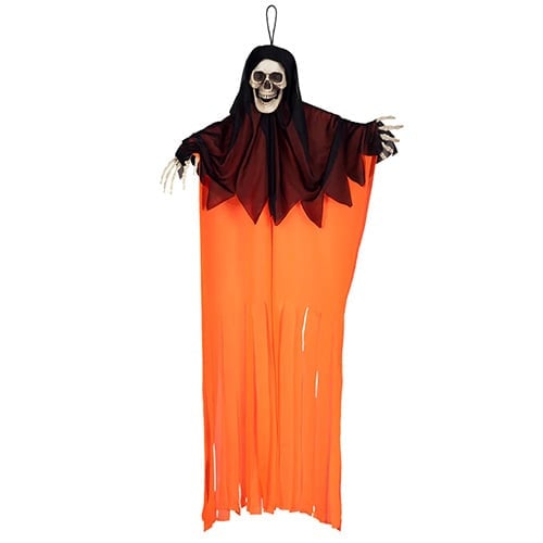 Skeleton Skull Neon Orange UV Blacklight Hanging Halloween Prop Decoration 55cm View 4