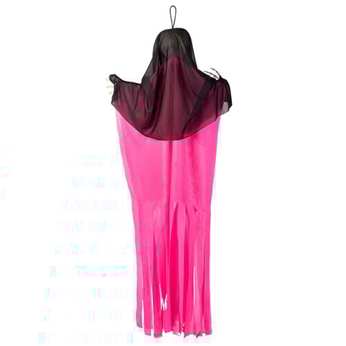 Skeleton Skull Neon Pink Hanging Halloween Prop Decoration 45cm Product Gallery Image