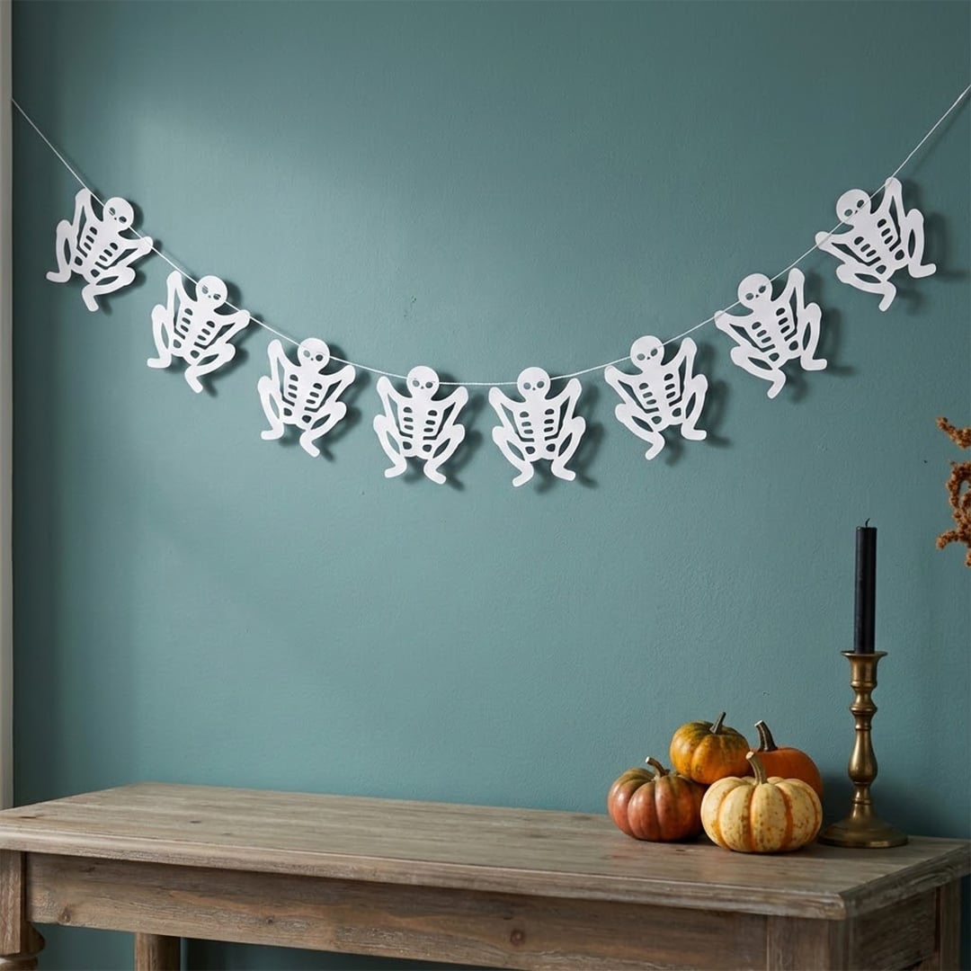 Skeleton White Paper Garland Halloween Hanging Decoration 3m View 2