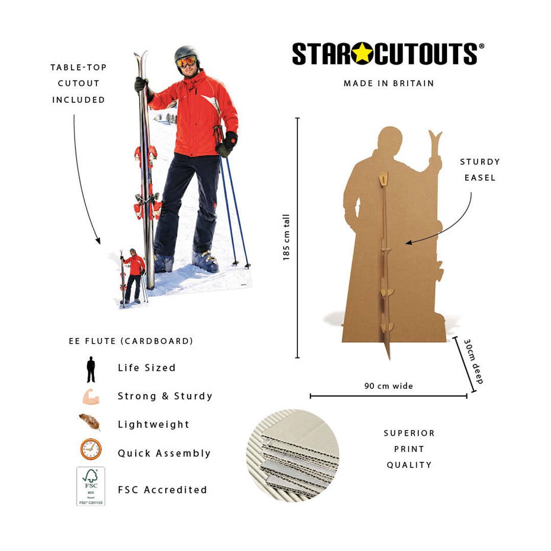 Skier Lifesize Cardboard Cutout 185cm Product Gallery Image