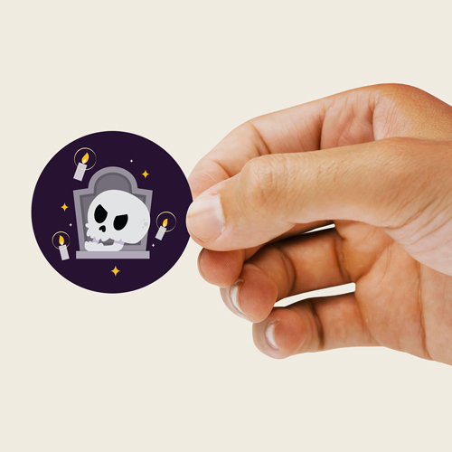 Skull & Gravestone Halloween Round Stickers 60mm - Sheet of 12 Product Gallery Image