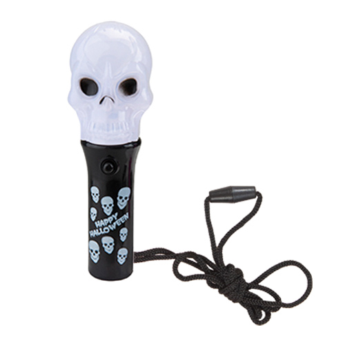 Skull Halloween Light Up Black Plastic Wand Product Gallery Image