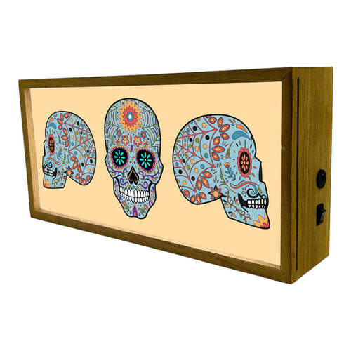 Skull LED Light Box Wood Room Sign Product Gallery Image