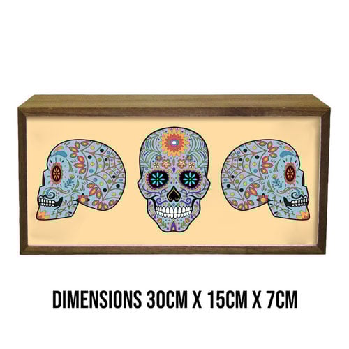 Skull LED Light Box Wood Room Sign Product Gallery Image