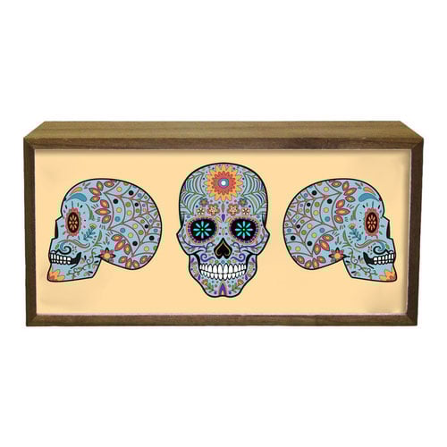 Skull LED Light Box Wood Room Sign Product Gallery Image