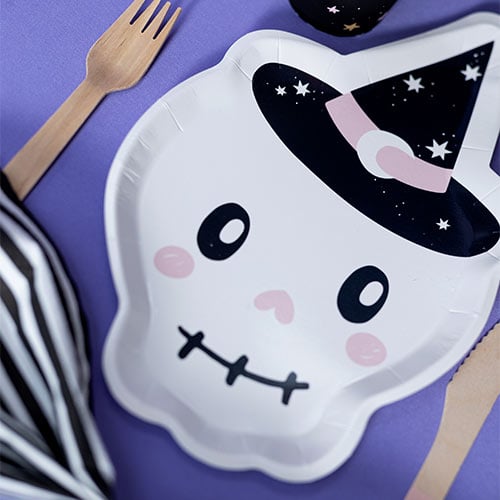 Skull Shaped Halloween Paper Plates 27cm - Pack of 6 Product Gallery Image