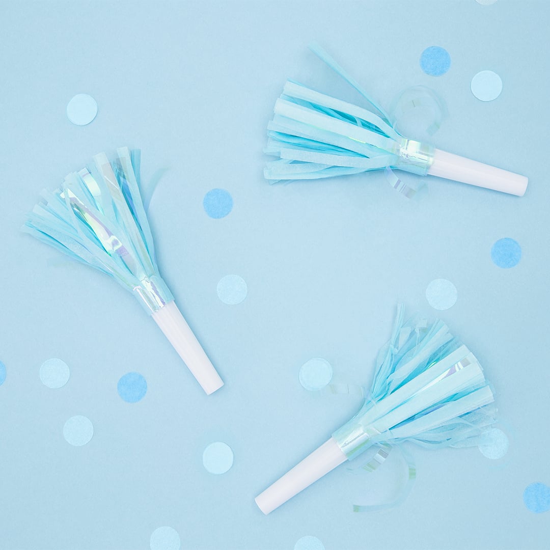 Sky Blue Party Horn Blowers - Pack of 6 Product Gallery Image