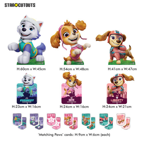 Skye, Liberty and Everest Paw Patrol Cardboard Cutouts Decoration Pack Product Gallery Image
