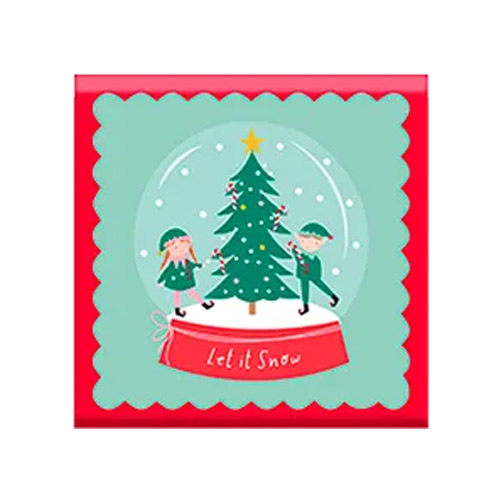Snow Globe Elves Christmas Square Gift Box 16cm Product Gallery Image