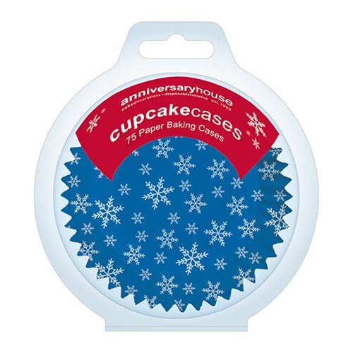 Snowflake Christmas Paper Cupcake Cases - Pack of 75 Product Gallery Image