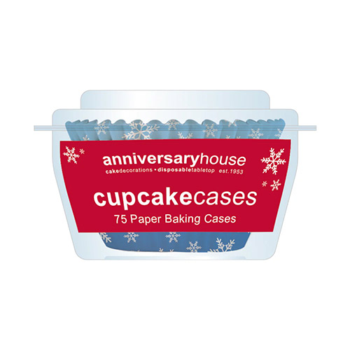 Snowflake Christmas Paper Cupcake Cases - Pack of 75 Product Gallery Image