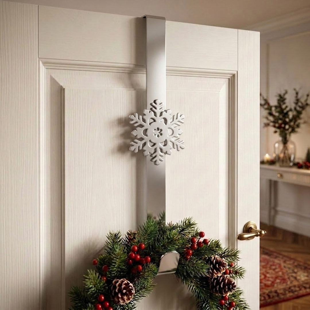 Snowflake Design Silver Metal Christmas Wreath Holder 30cm