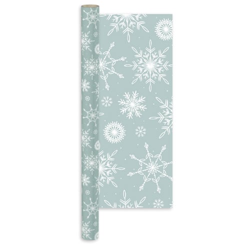 Snowflakes Mint Green Christmas Gift Wrapping Paper Roll 4m Product Image