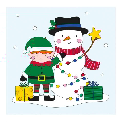 Snowman & Elf Christmas Gel Window Sticker Product Image