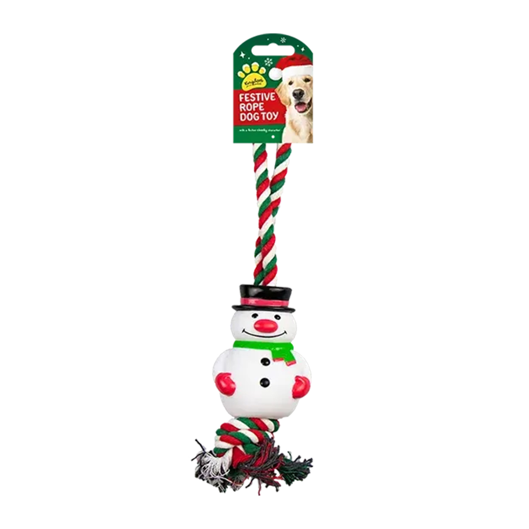 Snowman Christmas Rope Dog Toy 33cm